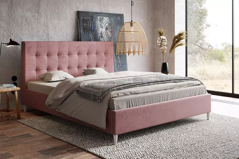 Gulta Lux 4 standard ar stelāžu Guļamvietas platums: 140 cm, Guļamvietas garums: 200 cm, stelāžas tips: koka, · Rozā · 1