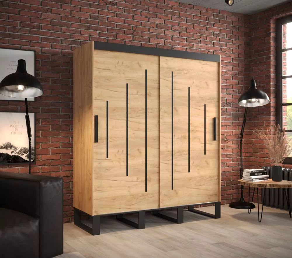 Skapis Loft Y · Ozols craft zelts · 180 × 62 × 212 cm