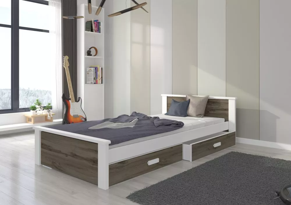 Bērnu gulta Aldo 80x180 ar stelāžu Guļamvietas platums: 80 cm, Guļamvietas garums: 180 cm, · 99 × 210 × 72 cm