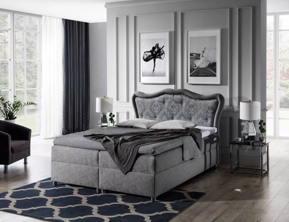 Gulta Gusto Boxspring Premium Standard Guļamvietas platums: 160 cm, Guļamvietas garums: 200 cm, · Pelēks · 177 × 208 × 1