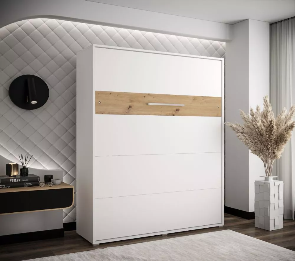 Gulta Home V LED ar stelāžu Guļamvietas platums: 160 cm, Korpusa krāsa: balts, Guļamvietas garums: 200 cm, stelāžas tips