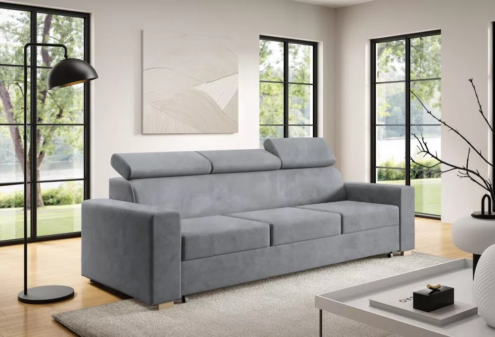 Dīvāns Adela 3 Sofa standard · Gaiši pelēks · 95 × 242 × 95 cm