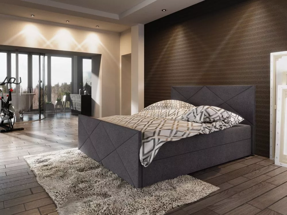 Gulta Milano 4 Boxspring Standard Guļamvietas platums: 160 cm, Guļamvietas garums: 200 cm, · Tumši pelēks · 165 × 216 × 