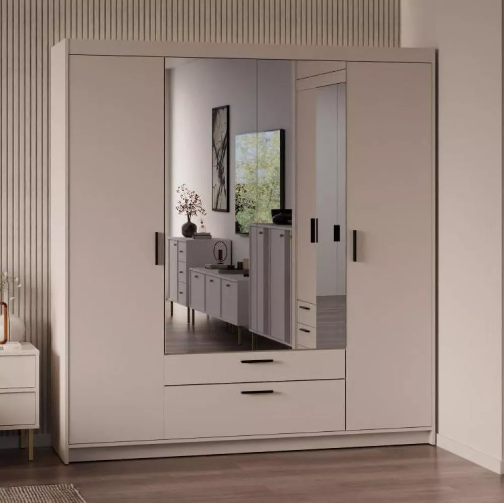 Skapis Elena 4D ar spoguli · Bēšs · 176.3 × 53 × 190.5 cm