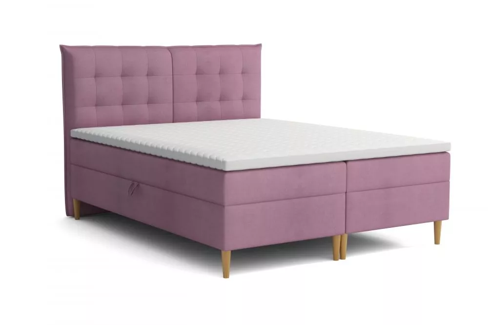 Gulta Modesto Boxspring Standard Guļamvietas platums: 160 cm, Guļamvietas garums: 200 cm, · Rozā · 160 × 212 × 116 cm