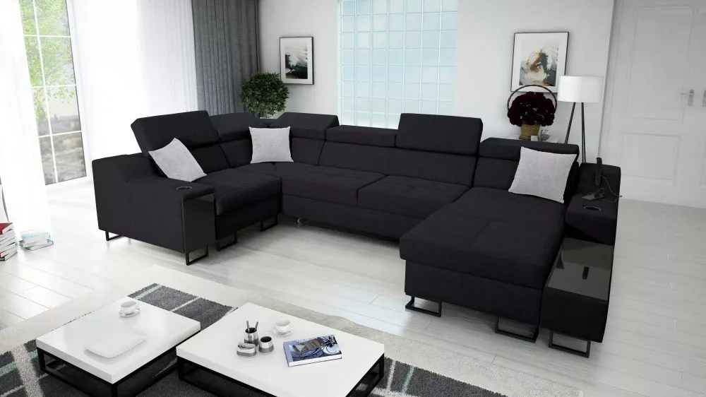 Dīvāns Alicante 4 Maxi Standard · Melna · 211 × 361 × 81 cm