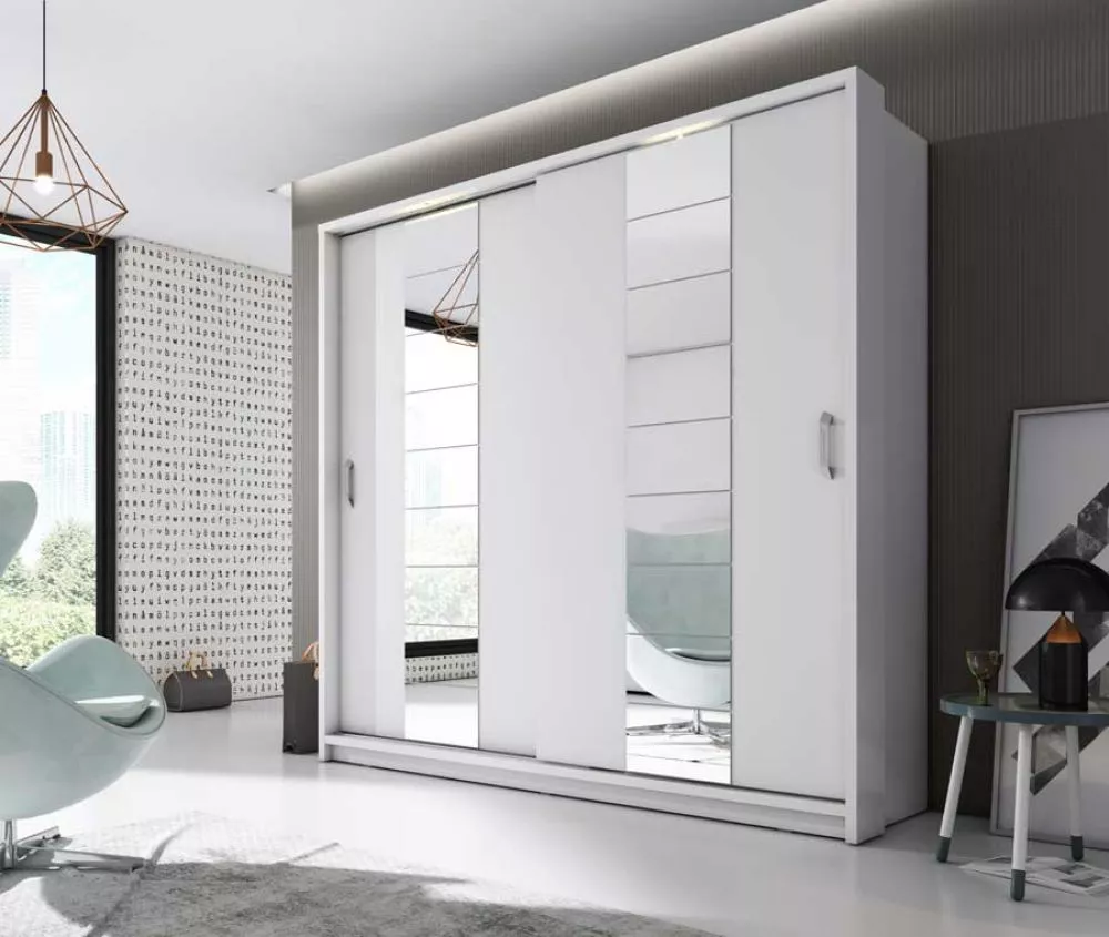 Skapis Arti AR-14 ar LED · Balts · 220 × 63 × 215 cm