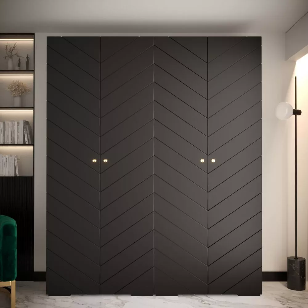 Skapis Manhattan Ryfel 4 · Melna · 200 × 47 × 236.7 cm