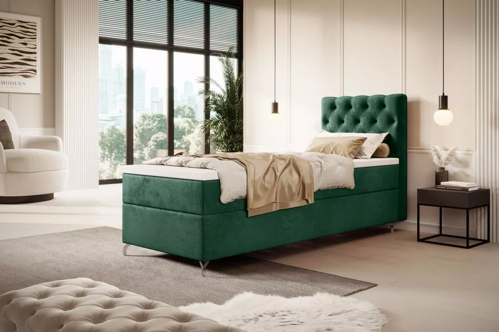 Gulta Chester 80x200 Basic Bonell Boxspring Standard Guļamvietas platums: 80 cm, Guļamvietas garums: 200 cm, · Zaļš · 80
