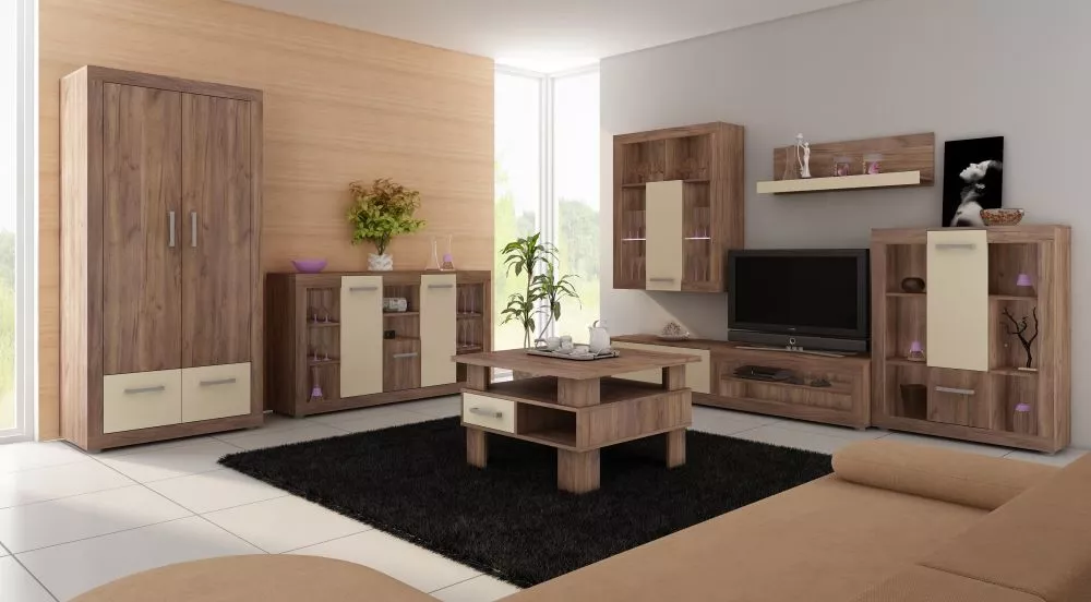 Skapis Viki VIK 05 · Tobaco ozols + krēma · 90 × 47. × 190 cm