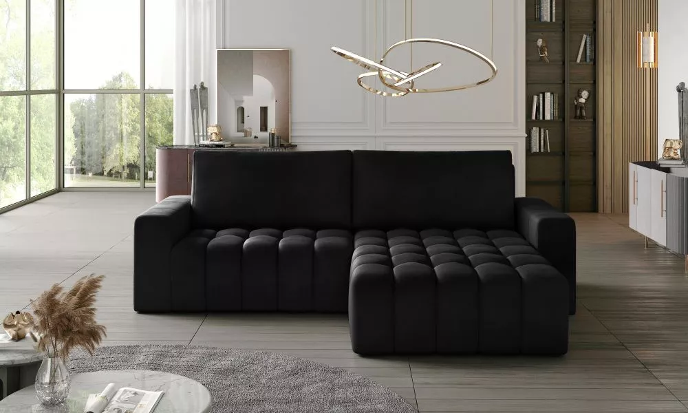 Dīvāns Bonett Lux Standard · Melns · 160 × 245 × 85 cm