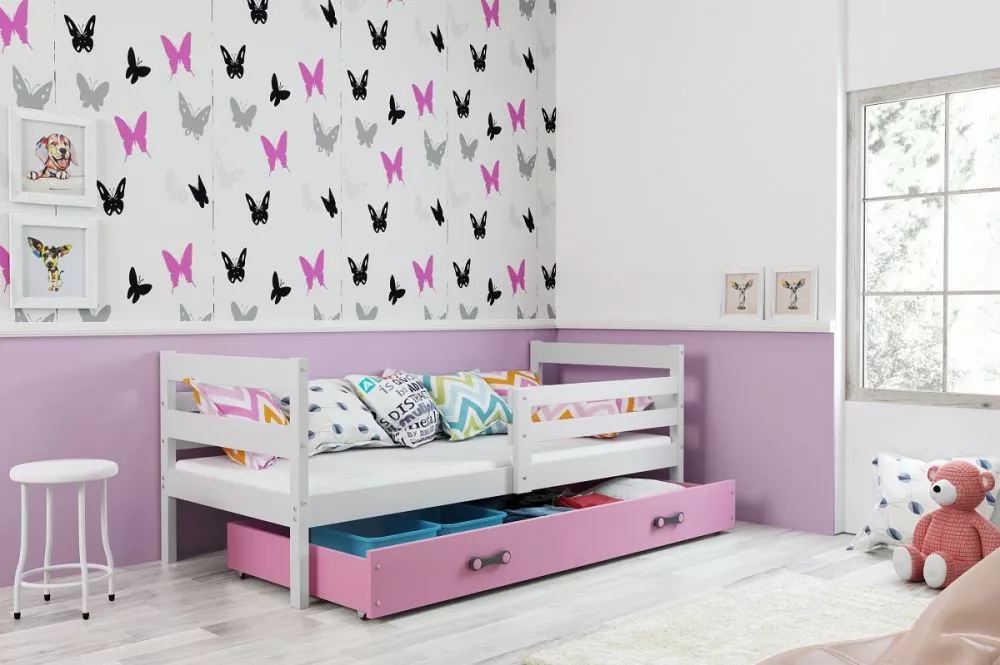 Bērnu gulta Eryk Single White ar stelāžu Guļamvietas platums: 90 cm, Guļamvietas garums: 200 cm, · 97 × 206 × 77 cm