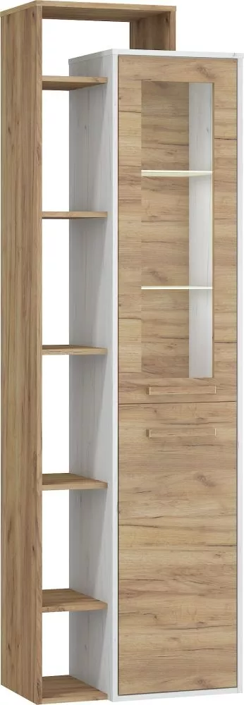 Grāmatu skapis Rio 26 Korpusa krāsa: ozols craft zelts, Elementu krāsa: ozols kraft balts, · 64 × 38 × 203 cm