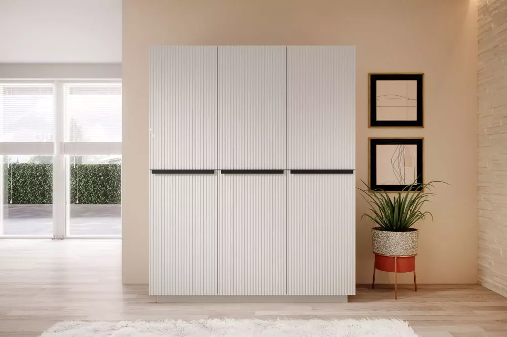 Skapis Nicole SZ150 3D Black C · Balts · 150 × 62 × 207 cm