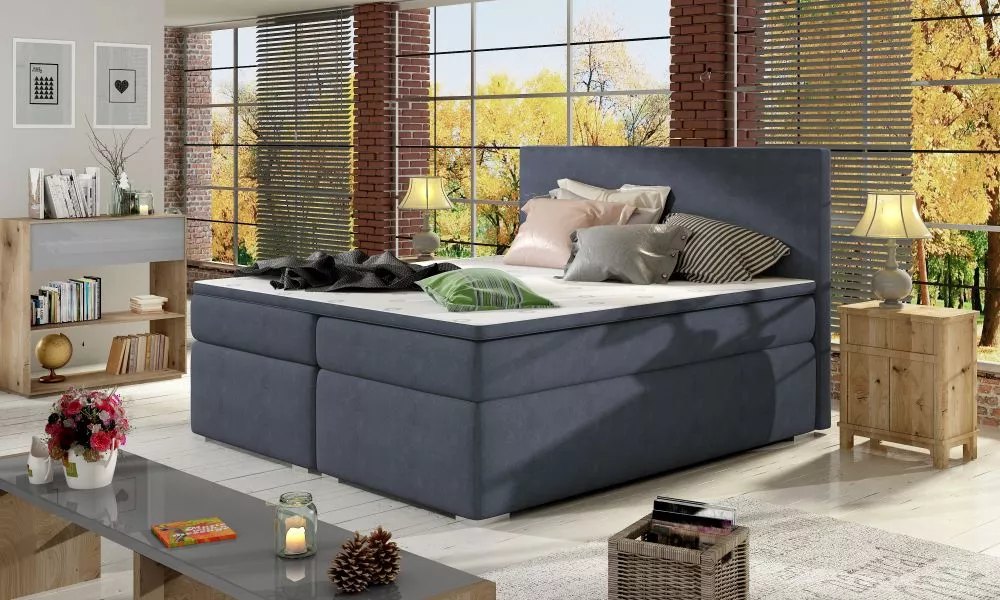 Gulta Divalo Boxspring standard Guļamvietas platums: 140 cm, Guļamvietas garums: 200 cm, · Tumši pelēks · 143 × 205 × 12
