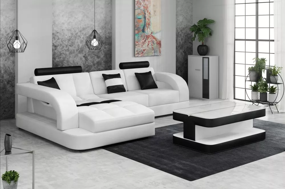 Dīvāns Douglas A standard · Balts + melns · 187 × 294 × 100 cm