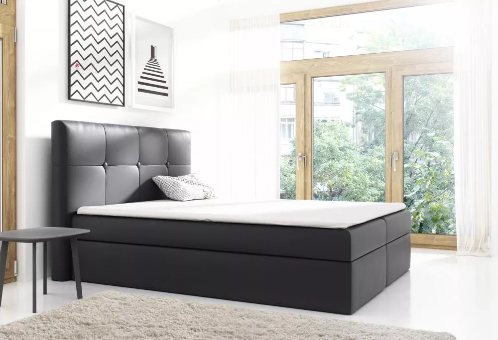 Gulta Livorno Boxspring Standard Guļamvietas platums: 120 cm, Guļamvietas garums: 200 cm, · Melns · 120 × 213 × 120 cm