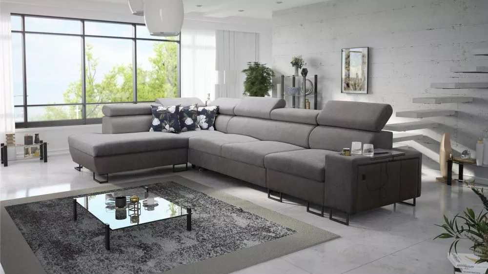 Dīvāns Melody 11 Maxi Premium Standard · Tumši pelēks + grafīts · 220 × 360 × 84 cm