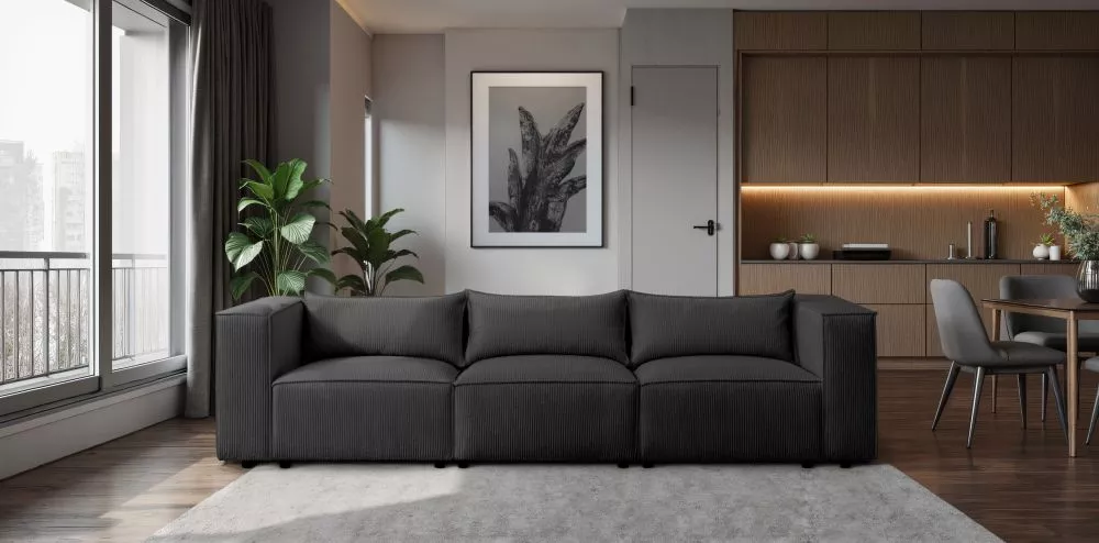 Dīvāns Modulo 4 sofa Standard · Melns · 105 × 290 × 71 cm