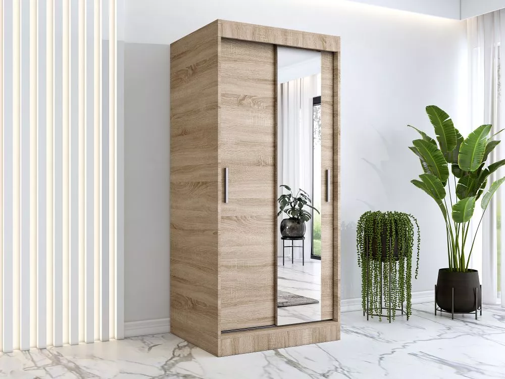 Skapis Hugo Mirror · Sonoma · 90 × 60 × 200 cm