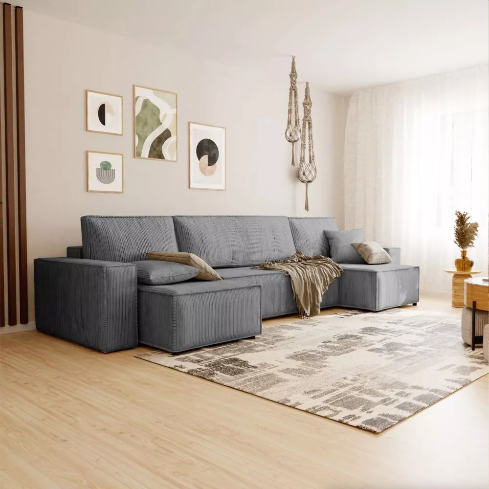 Dīvāns Paris U Standard · Pelēks · 145 × 312 × 83 cm