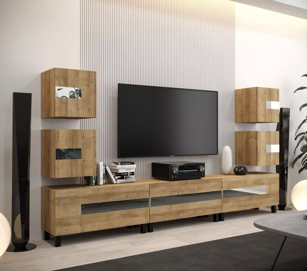 Sekcija New Concept C92 · Zelta ozols · 273 × 35 × 147 cm