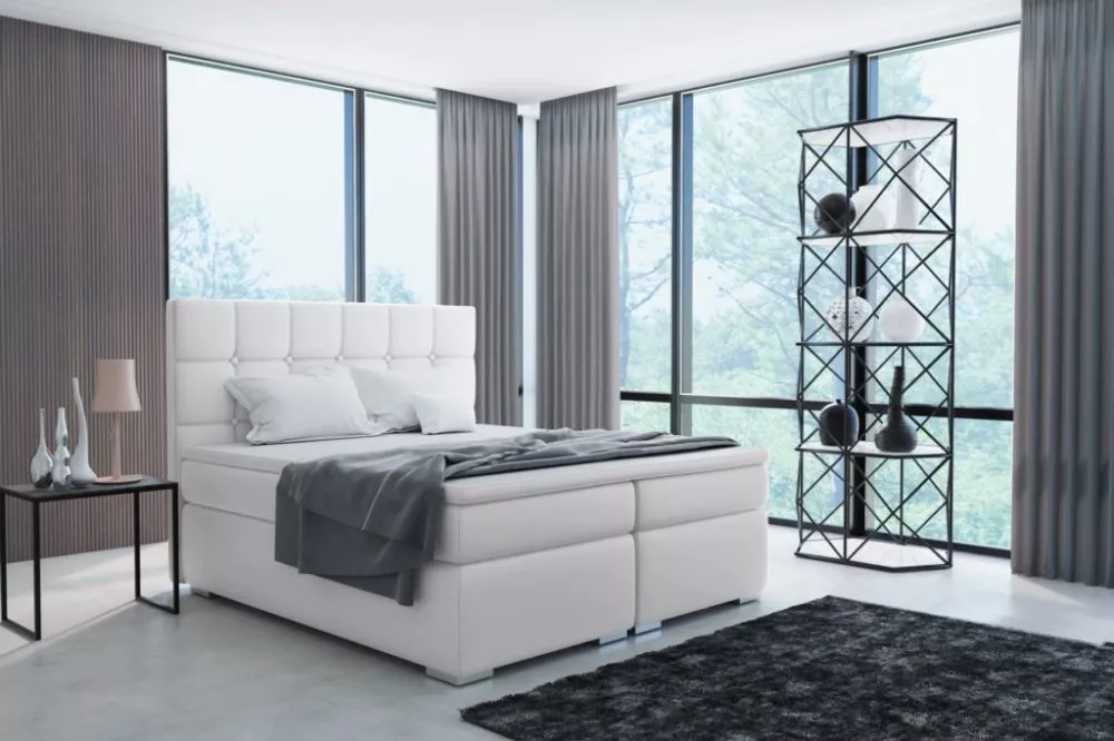 Gulta Tora Boxspring Standard Guļamvietas platums: 160 cm, Guļamvietas garums: 200 cm, · Balts · 170 × 206 × 120 cm