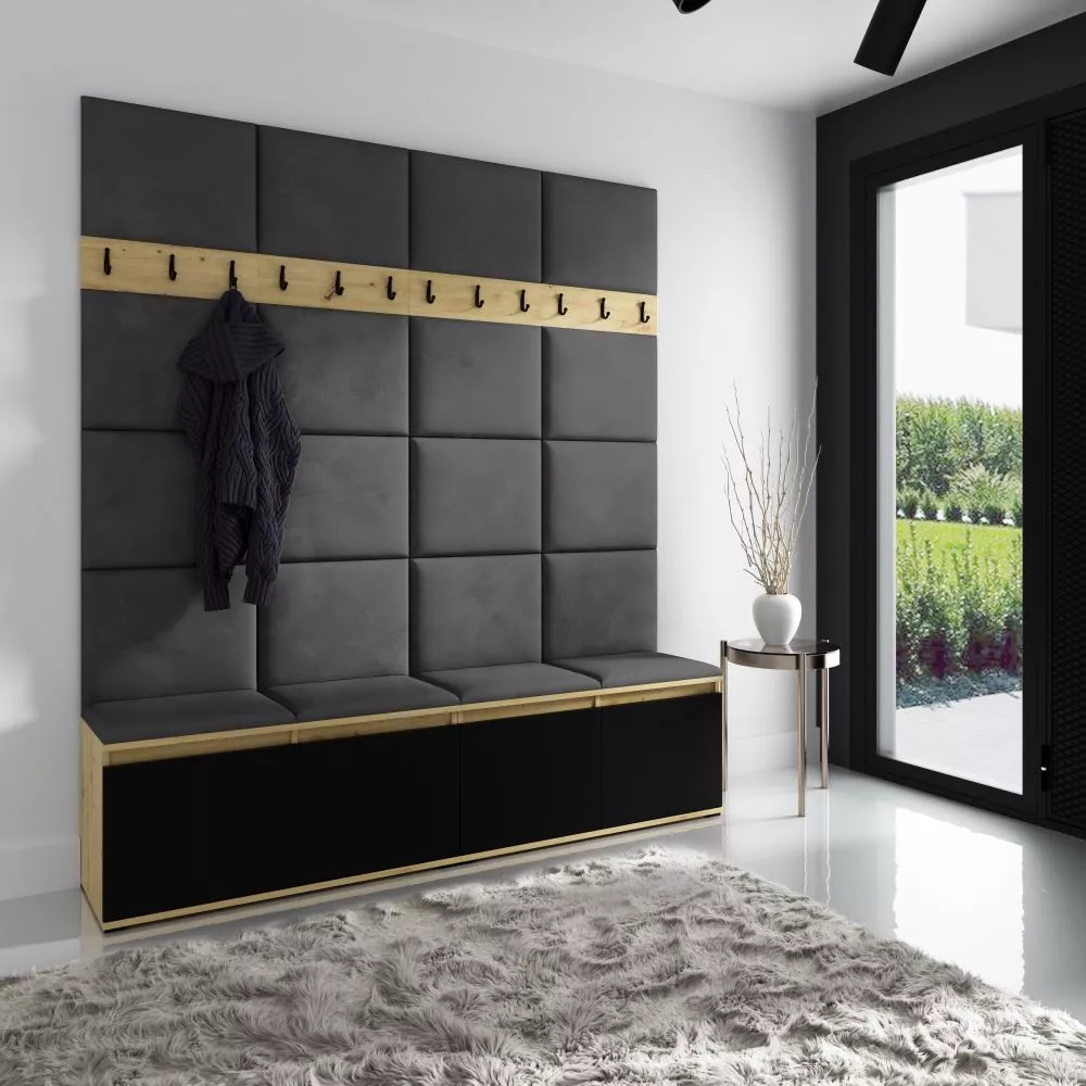 Apavu plaukts Emi 4 Trinity Korpusa krāsa: ozols artisan + melns, · 200 × 225 × 40 cm