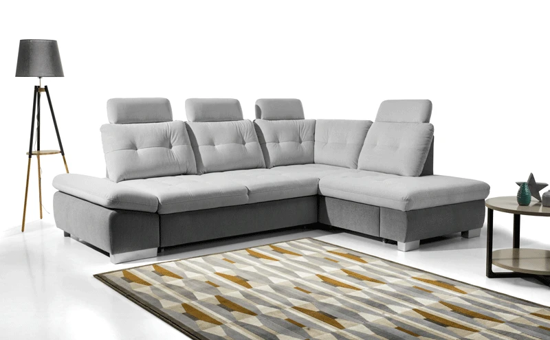 Dīvāns Cremona standard · Gaiši pelēks + grafīts · 205 × 275 × 87 cm
