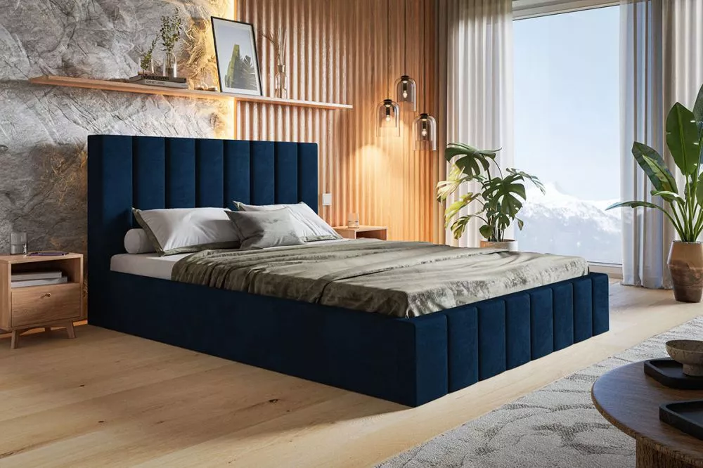 Gulta Slim 10 standard ar stelāžu Guļamvietas platums: 140 cm, Guļamvietas garums: 200 cm, stelāžas tips: koka, · Zils ·
