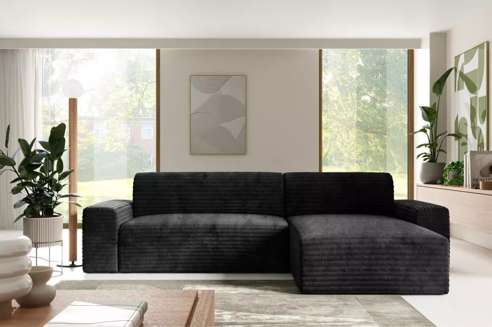 Dīvāns Vivaio L standard · Melns · 185 × 300 × 82 cm