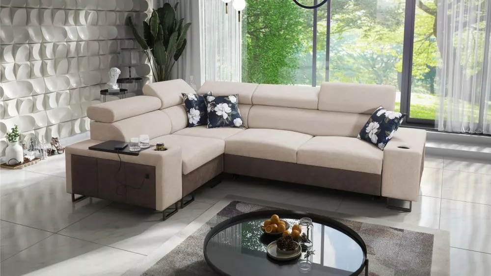 Dīvāns Melody 2 Premium Standard · Gaiši brūns + tumši brūns · 205 × 282 × 84 cm