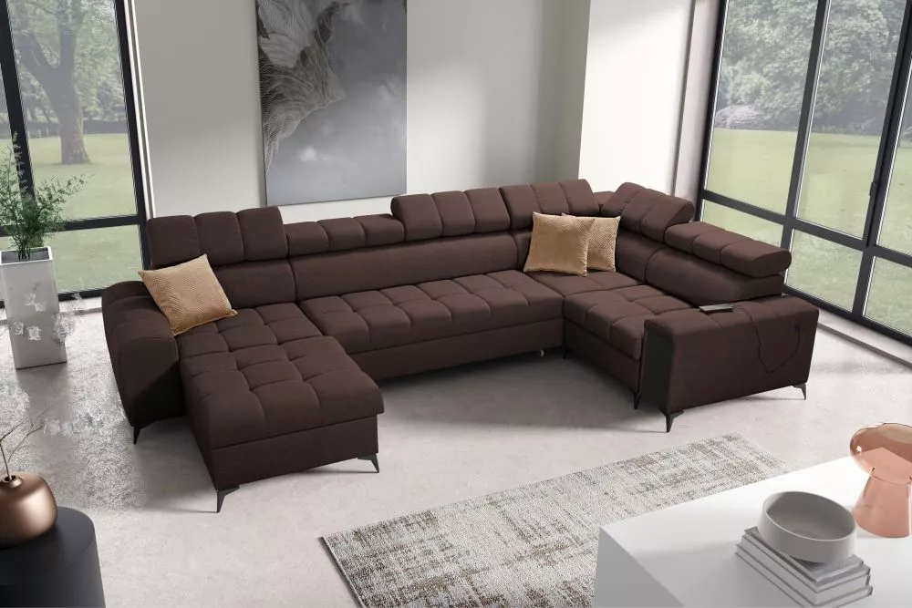 Dīvāns Greco 4 Mini Standard · Tumši brūns · 201 × 337 × 84 cm