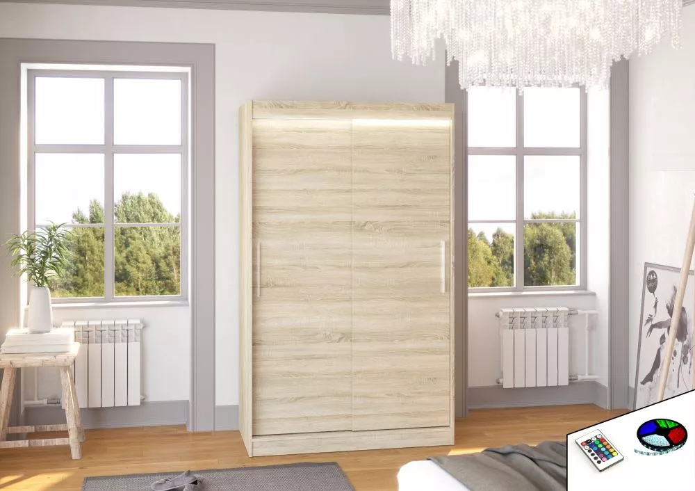 Skapis Collin ar LED · Sonoma · 120 × 58 × 200 cm