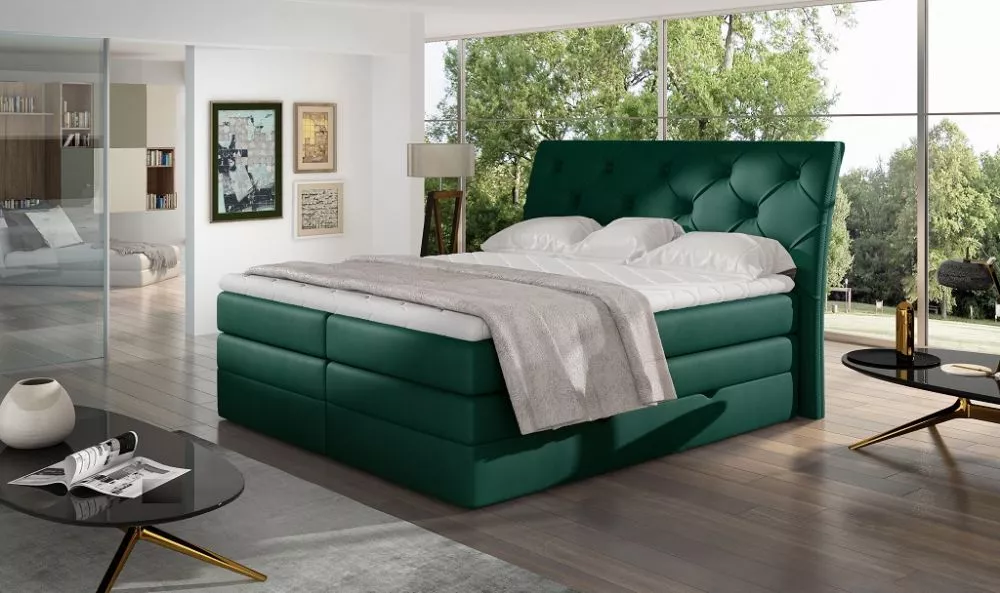 Gulta Mirabel Boxspring standard Guļamvietas platums: 160 cm, Guļamvietas garums: 200 cm, · Zaļš · 178 × 215 × 120 cm