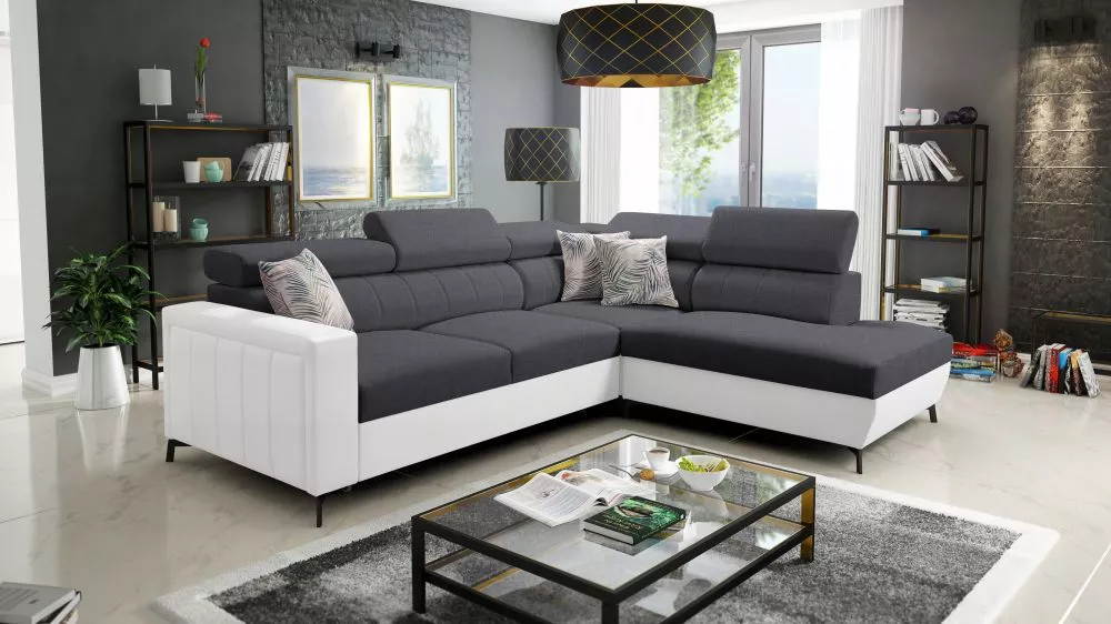 Dīvāns Baltico 3 Mini Standard · Grafīts + balts · 224 × 265 × 83 cm