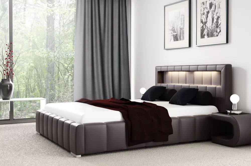 Gulta Febo LED standard ar stelāžu Guļamvietas platums: 160 cm, Guļamvietas garums: 200 cm, stelāžas tips: metāla, · Tum