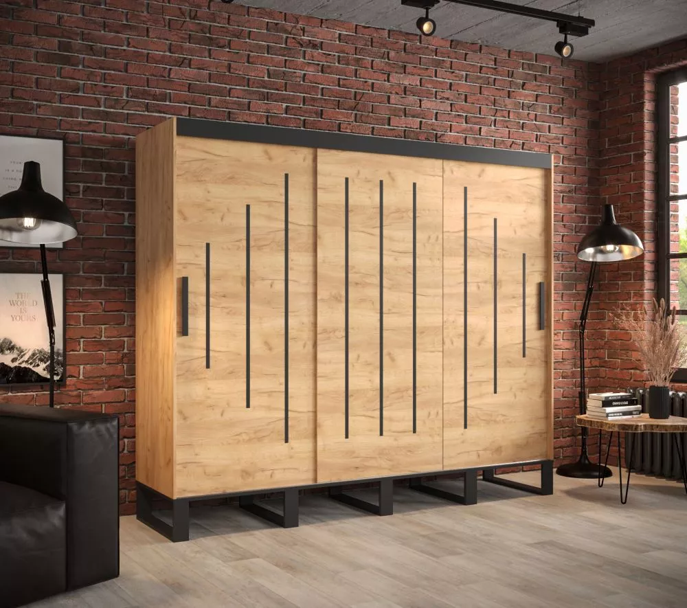Skapis Loft Y · Ozols craft zelts · 250 × 62 × 212 cm