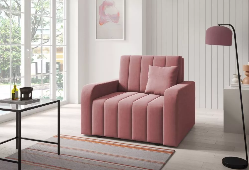 Mīksts krēsls Marko 1 standard Sēdvietas dziļums: 60 cm, · Rozā · 105 × 97 × 85 cm