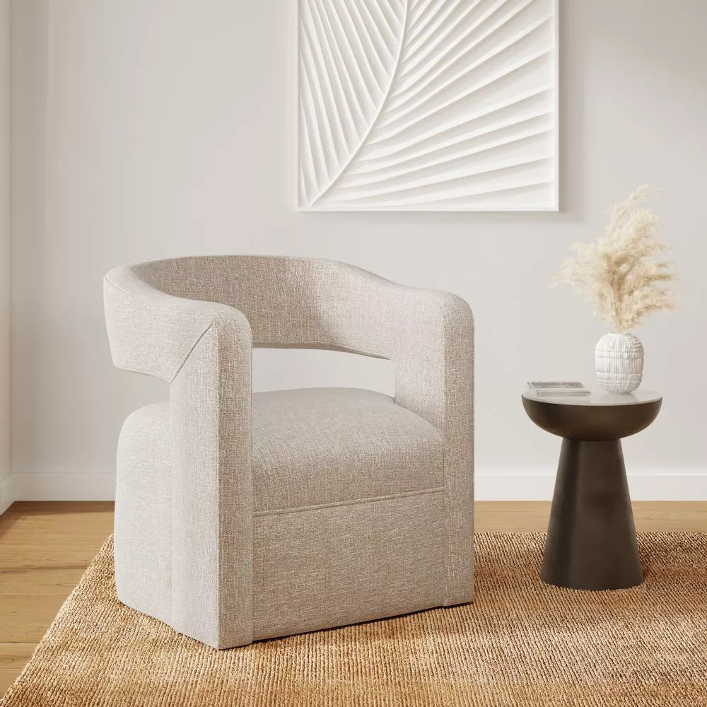 Mīksts krēsls Leith LET73 Sēdvietas dziļums: 58.5 cm, · Gaiši bēšs · 73.5 × 76 × 82.5 cm