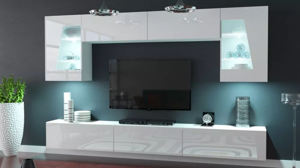 Sekcija IS S55 ar LED · Balts · 266 × 35 × 183 cm