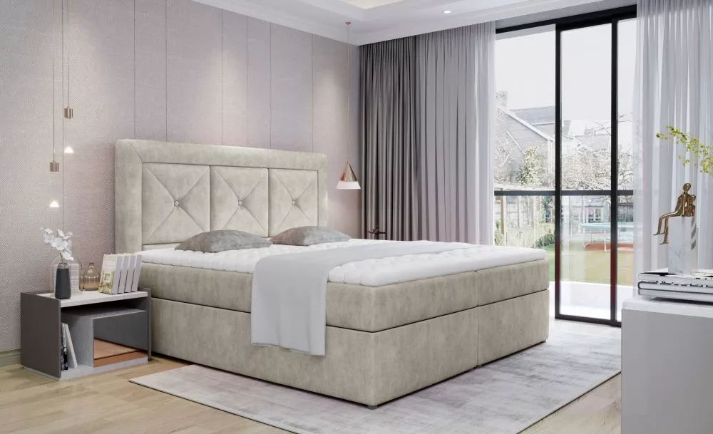 Gulta Idris Boxspring Premium standard Guļamvietas platums: 160 cm, Guļamvietas garums: 200 cm, · Krēma · 160 × 215 × 11