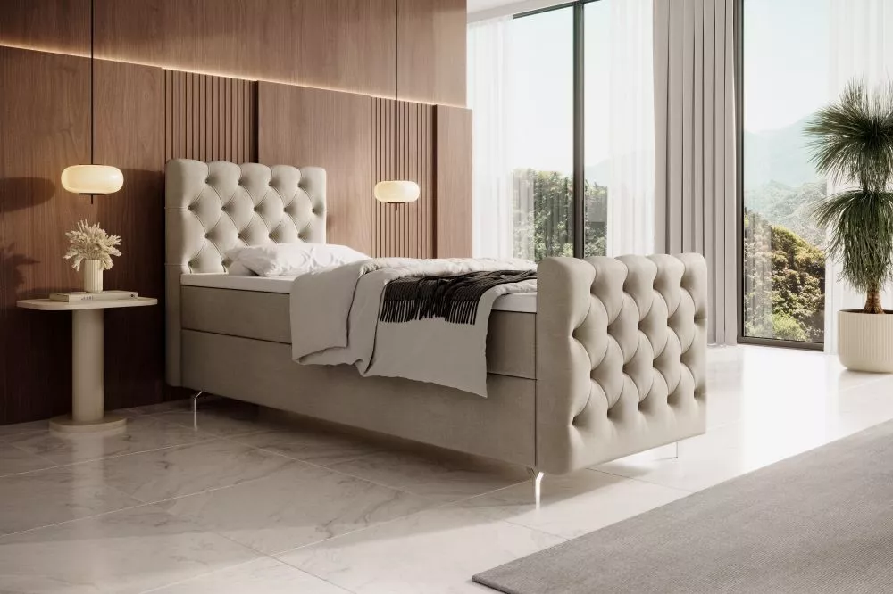 Gulta Chester Plus 80/90 Comfort Boxspring Standard Guļamvietas platums: 80 cm, Guļamvietas garums: 200 cm, · Gaiši bēšs