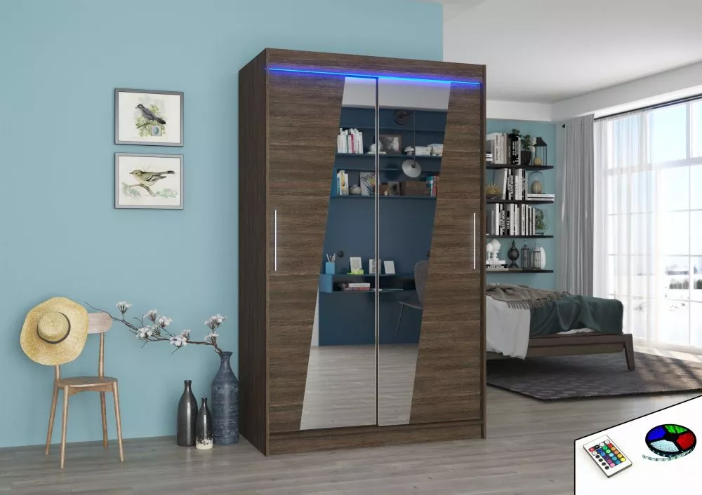 Skapis Texas ar LED · Šokolādes · 120 × 58 × 200 cm