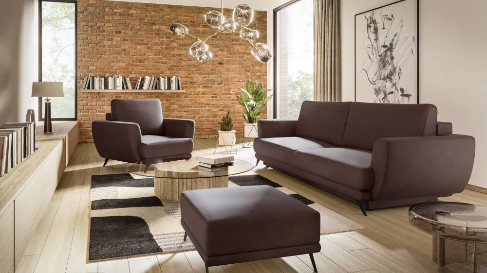 Komplekts Megis 3S+1S+P Premium standard · Tumši brūns · 95 × 250 × 90 cm
