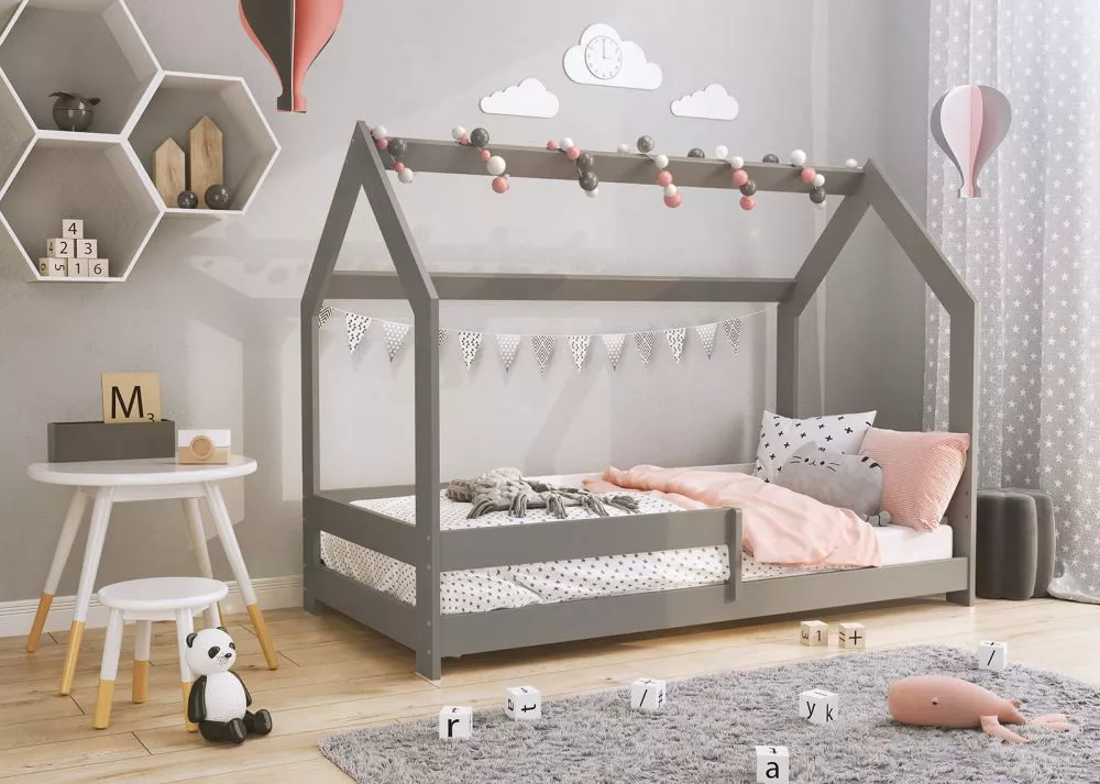 Bērnu gulta Domek D5 ar stelāžu Guļamvietas platums: 80 cm, Guļamvietas garums: 160 cm, · 87 × 164 × 124 cm