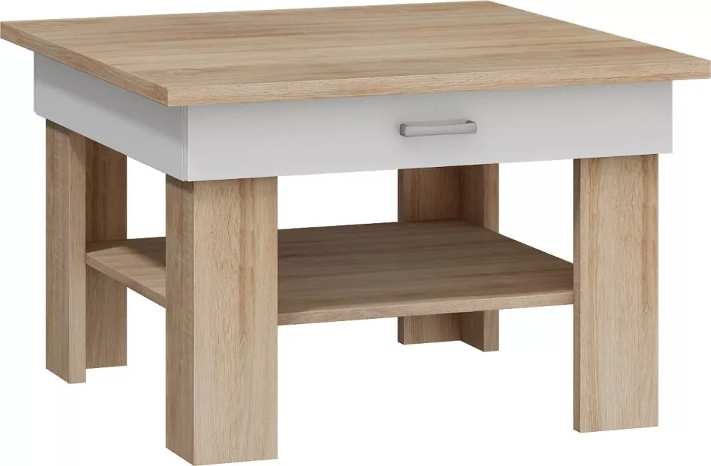 Žurnālgalds Omega Meblo Galda virsmas biezums: 2.5 cm, · Sonoma + balts · 80 × 80 × 52 cm
