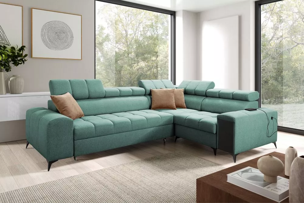 Dīvāns Greco 2 Comfort Standard · Piparmētru · 204 × 280 × 84 cm