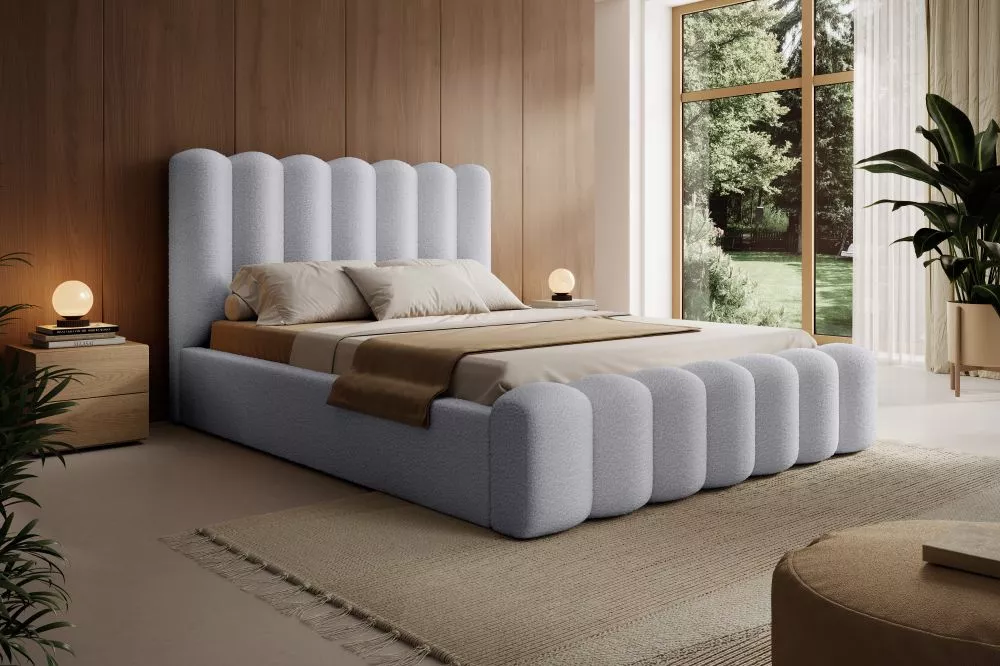 Gulta Amore Standard ar stelāžu Guļamvietas platums: 180 cm, Guļamvietas garums: 200 cm, stelāžas tips: koka, · Gaiši pe