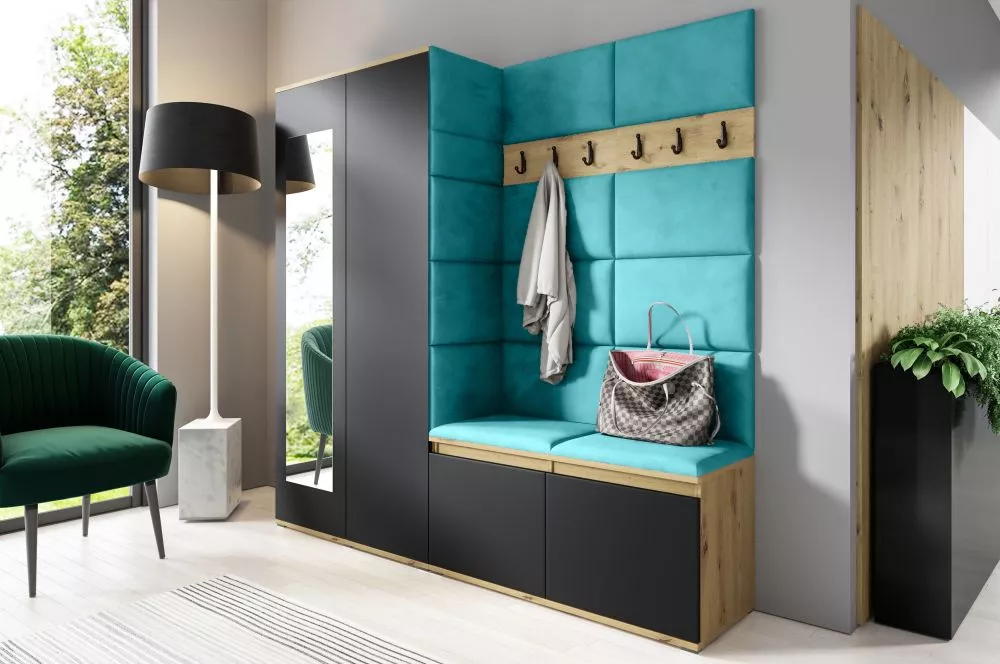 Apavu plaukts Emi 8 Trinity Korpusa krāsa: ozols artisan + melns, · 190 × 185 × 40 cm